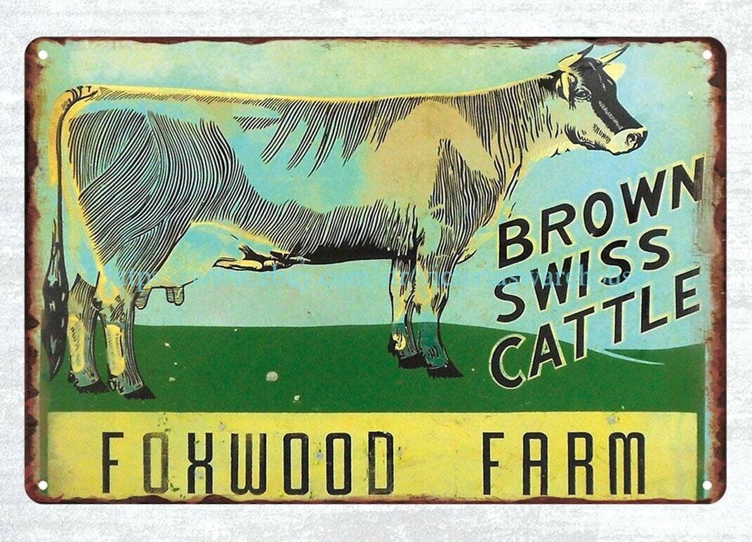 Livestock sign Brown Swiss Cattle metal tin sign internal decoration