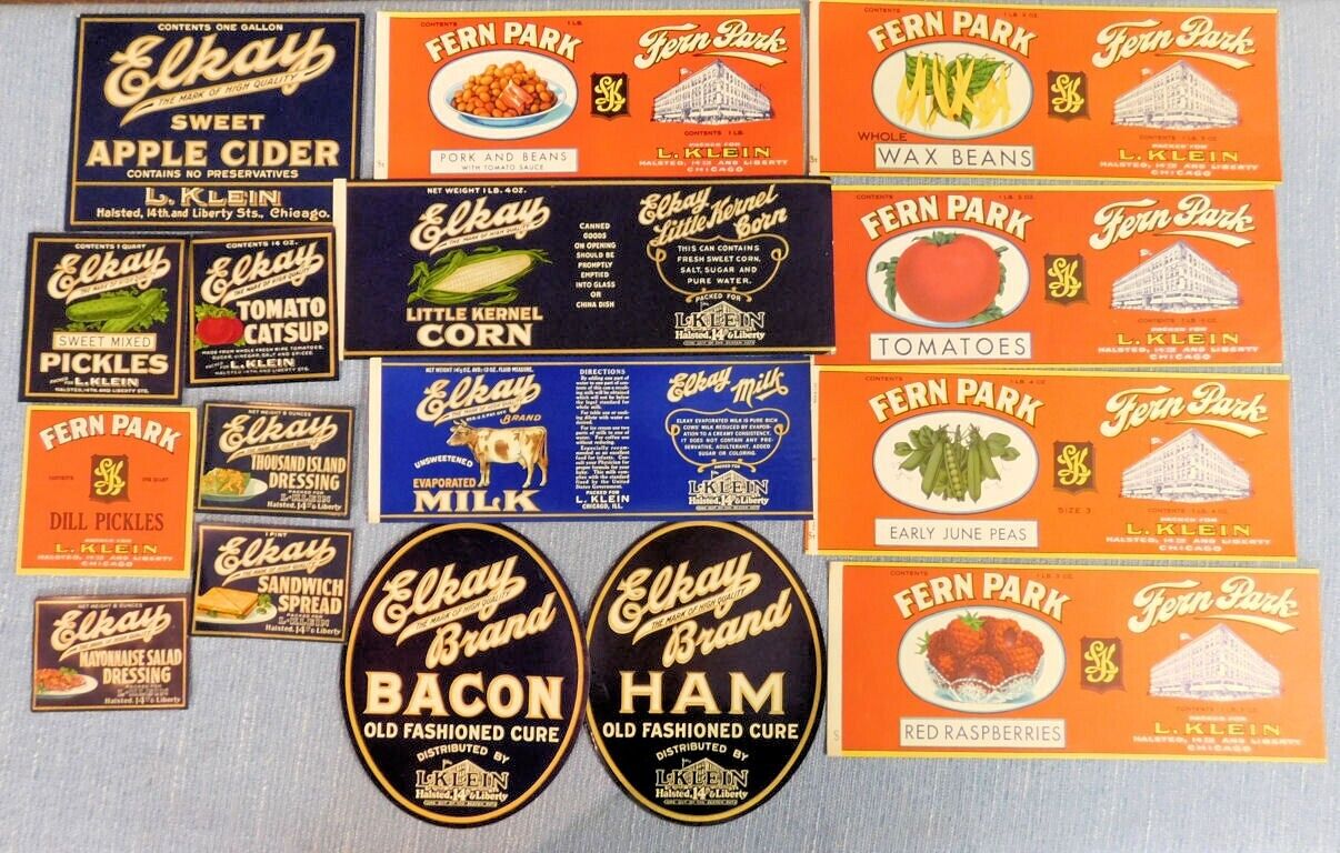 16 Different  Vintage  L. Klein Labels..Chicago
