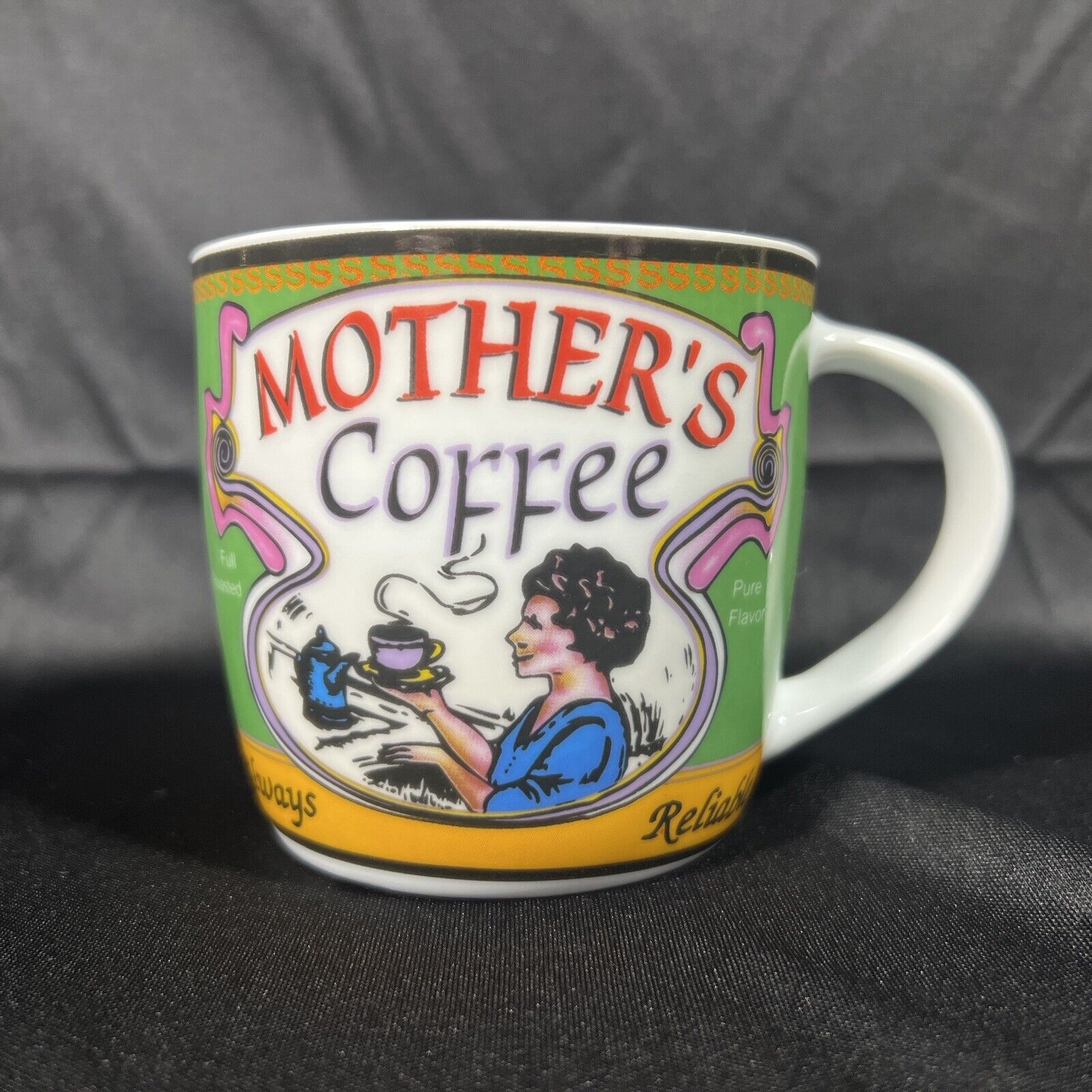 Mother\'s Coffee Always Reliable Full Roasted Pure Flavor Retro Style Coffee Mug