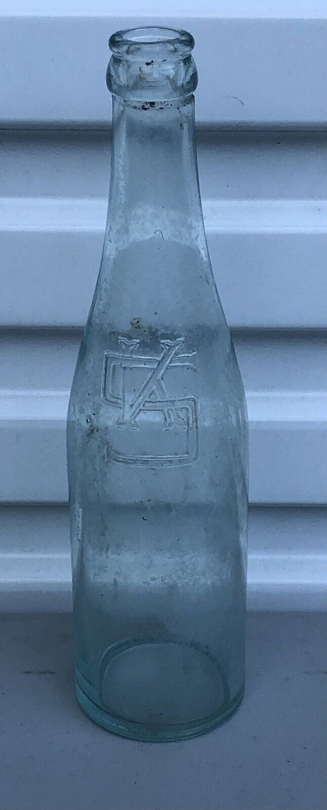 Vintage Kuebler Stang Embossed Logo KS Beer Bottle SANDUSKY OH Aqua Glass
