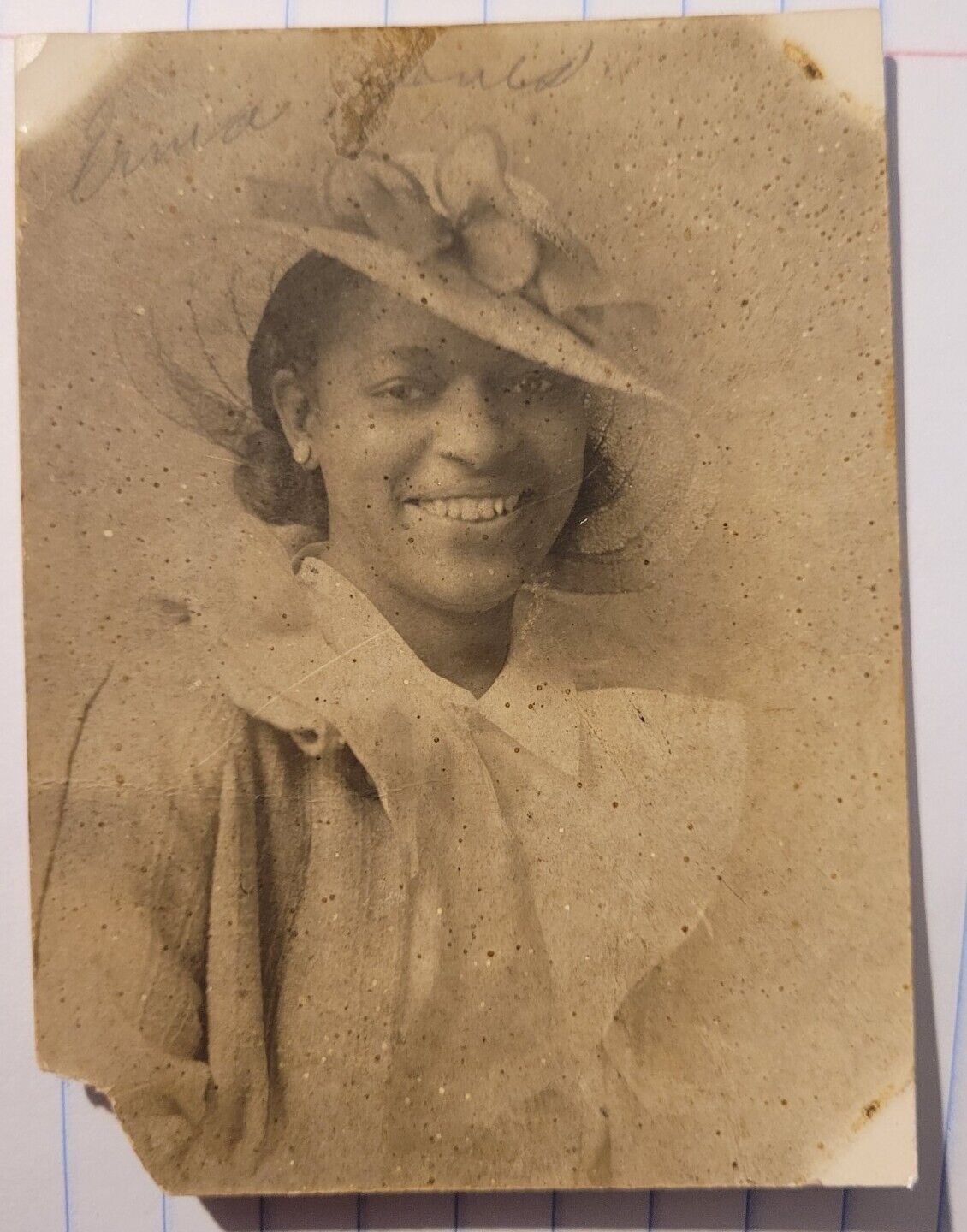 Vintage Photo Fancy Dressed Beautiful African American Black Woman Named Erma