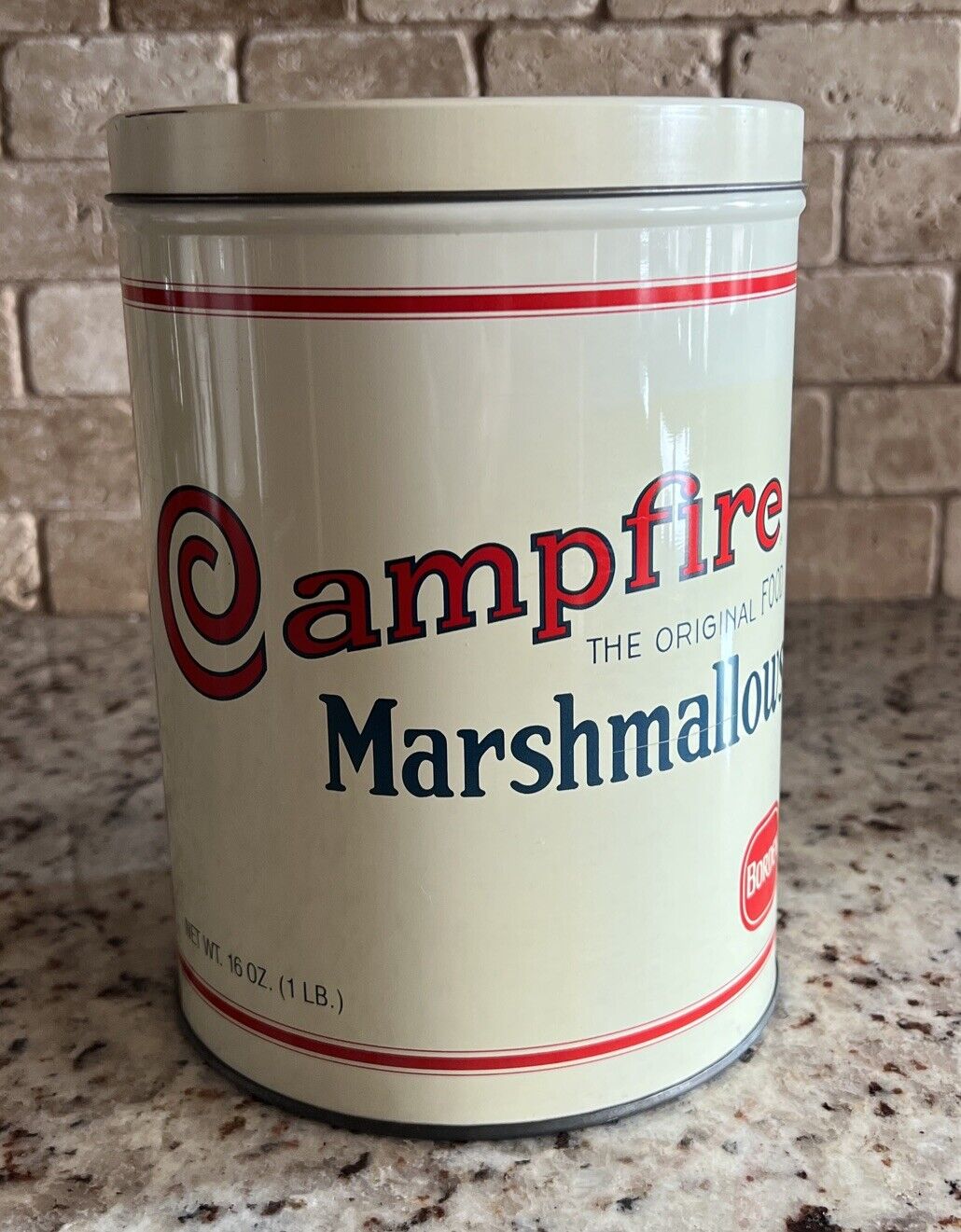 Vintage Campfire Marshmallows Tin Replica 1920 Can 1 Lb 16 oz 8\