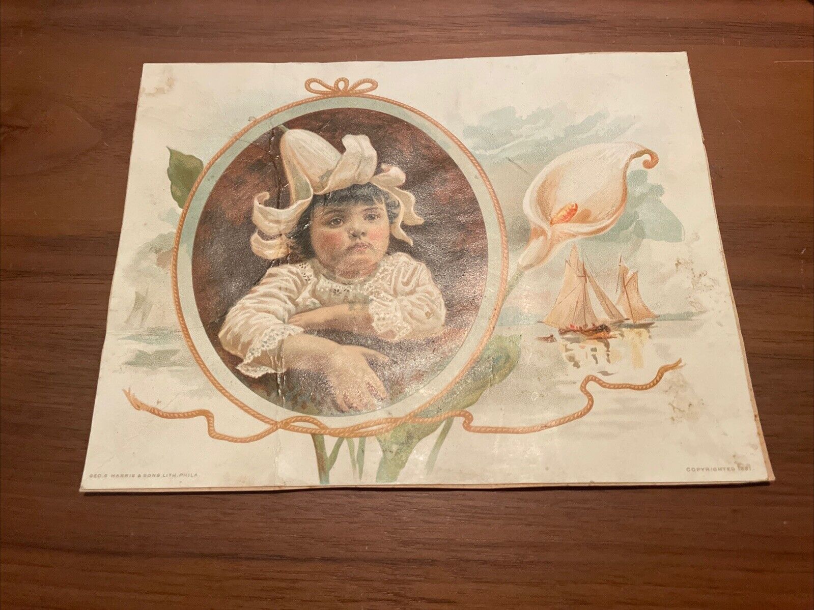 Vintage Advertising Card Of  Little Girl  7 X 5 1/2  Printed 1881