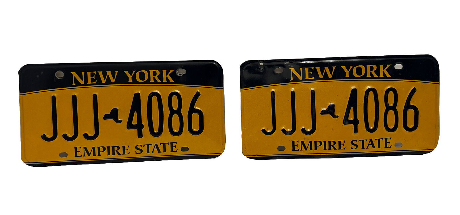 NEW YORK EMPIRE STATE  LICENSE PLATE PAIR - BLUE/GOLD - JJJ 4086