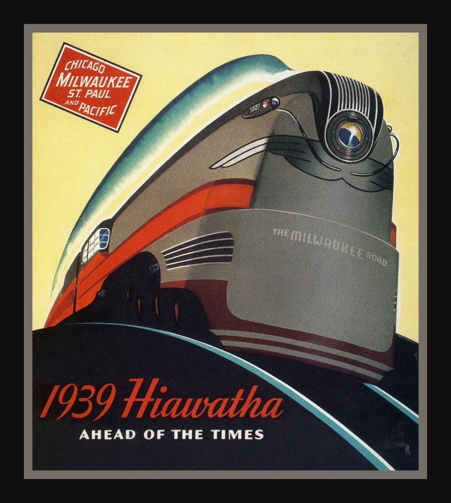 Milwaukee Road Railroad Vintage Hiawatha Train BIG MAGNET 3.5 x 4 inches