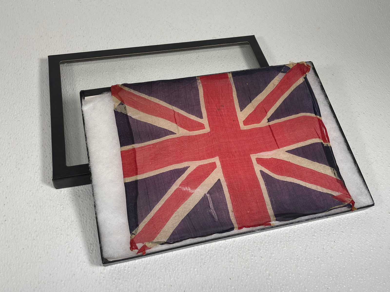 Antique WWI Era Union Jack British Silk Scarf Parade flag delicate 8x10 