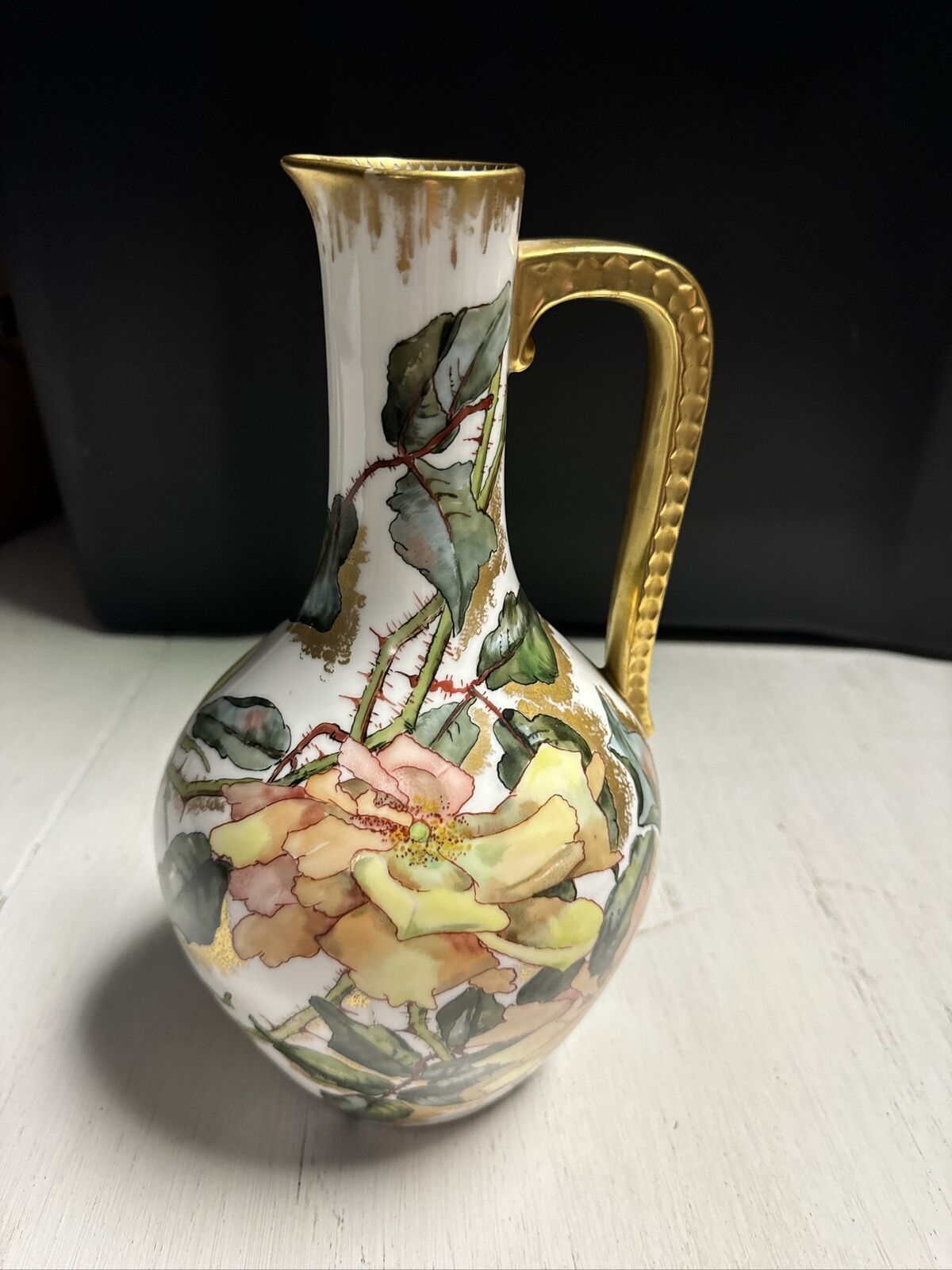 Vintage Floral Pitcher Porcelain ANTIQUE