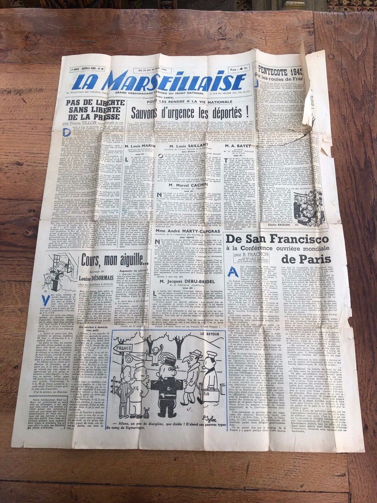 la marseillaise -1945 newspaper