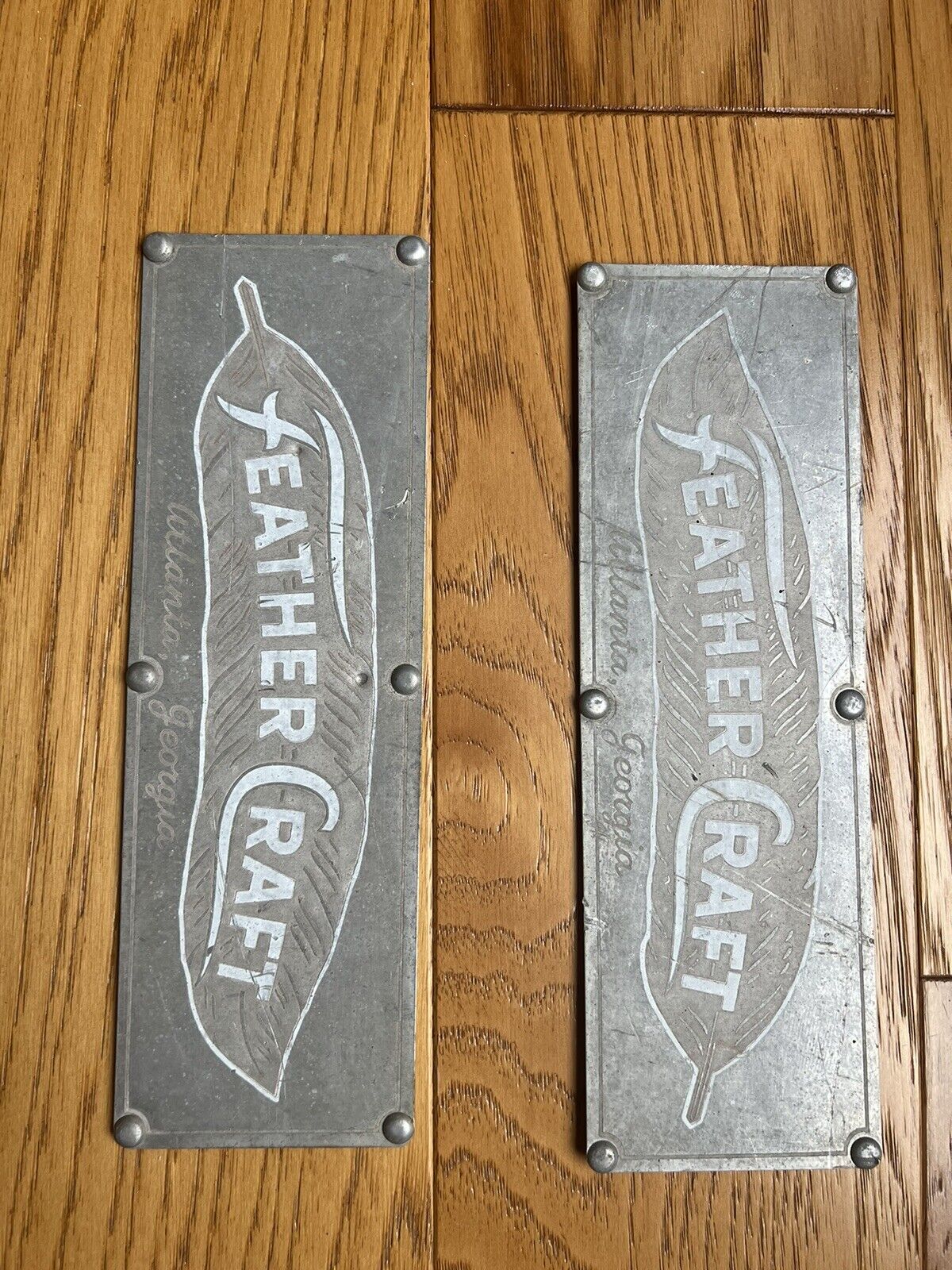 Vintage Feather Craft Metal Boat Emblems 