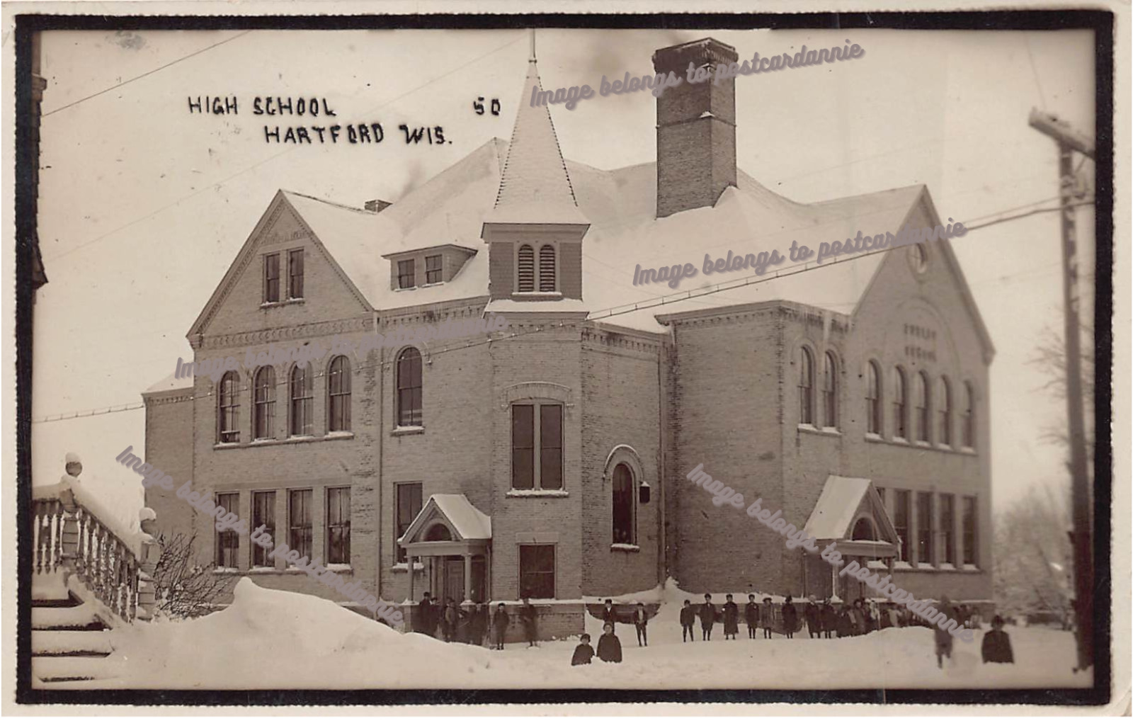 RPPC Hartford Wisconsin High School Mark Morris Class Photo 1910 Vtg Postcard C4