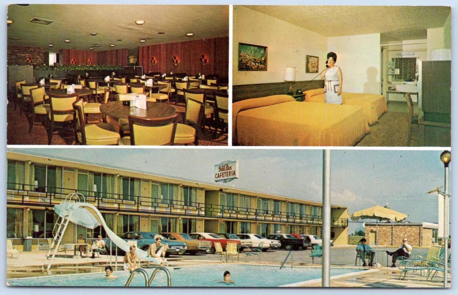 Postcard GA McDonough Georgia Quality Motel Cafeteria Pool Cars 1960s B27