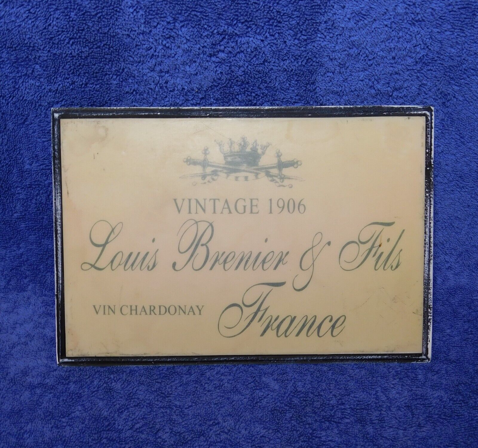 Louis BERNIER CHARDONNAY VIN DE FRANCE Vintage 1906 Heavy Stone Plaque Sign