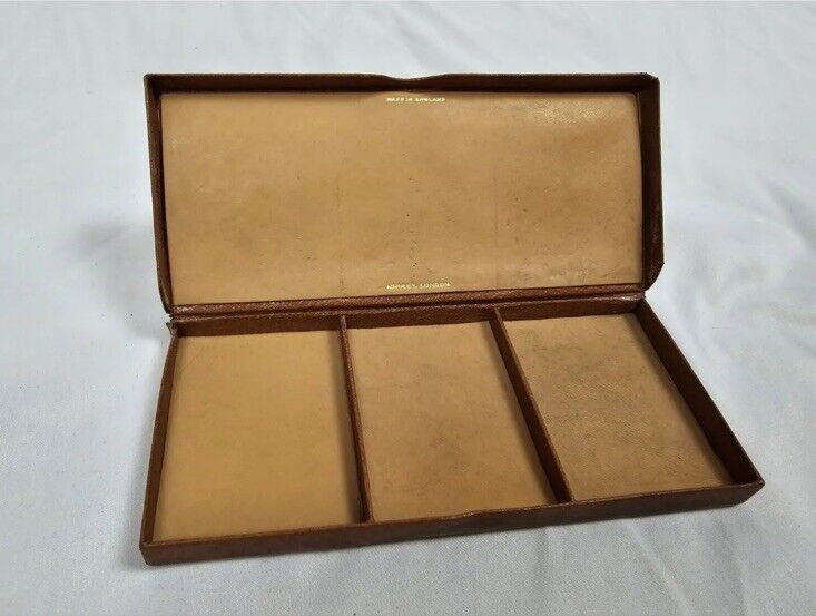 Rare Asprey London Vintage Leather Desk Trinket Valet Change Tray Box England