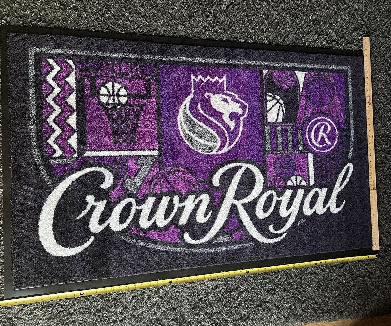 CROWN ROYAL WHISKY W/SACTOWN KINGS DECORATIVE AREA THROW RUG/ CARPETED FLOOR MAT