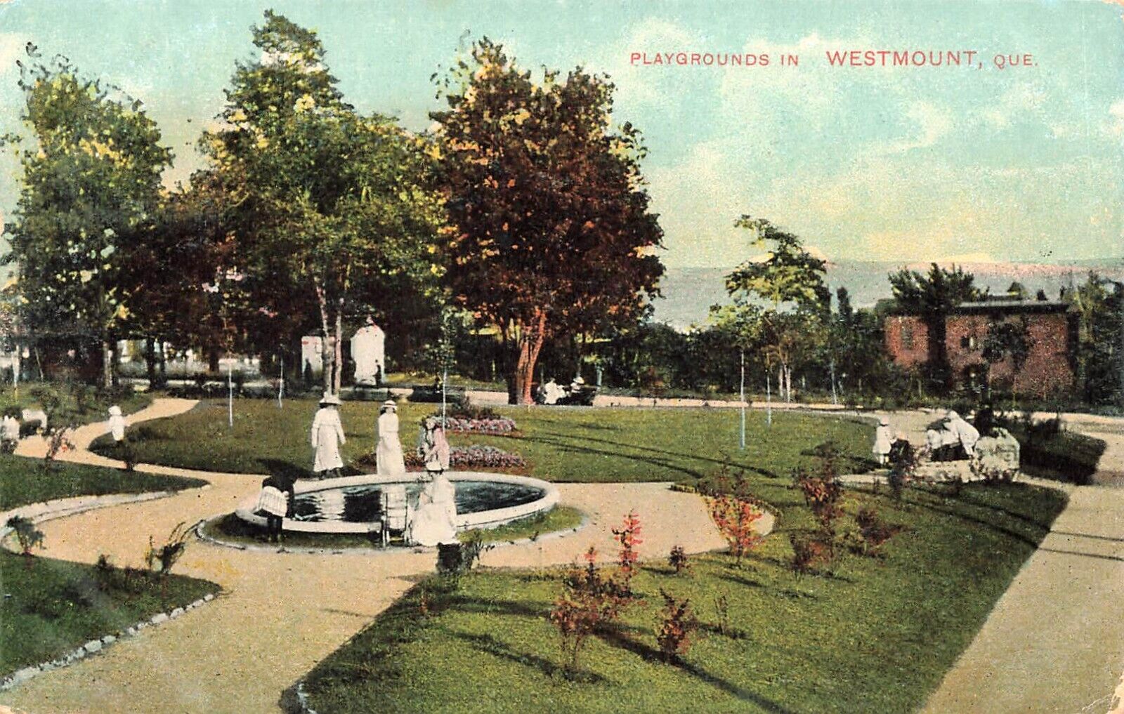 1917 CANADA POSTCARD: VIEW OF THE PLAYGROUNDS IN WESTMOUNT QUEBEC