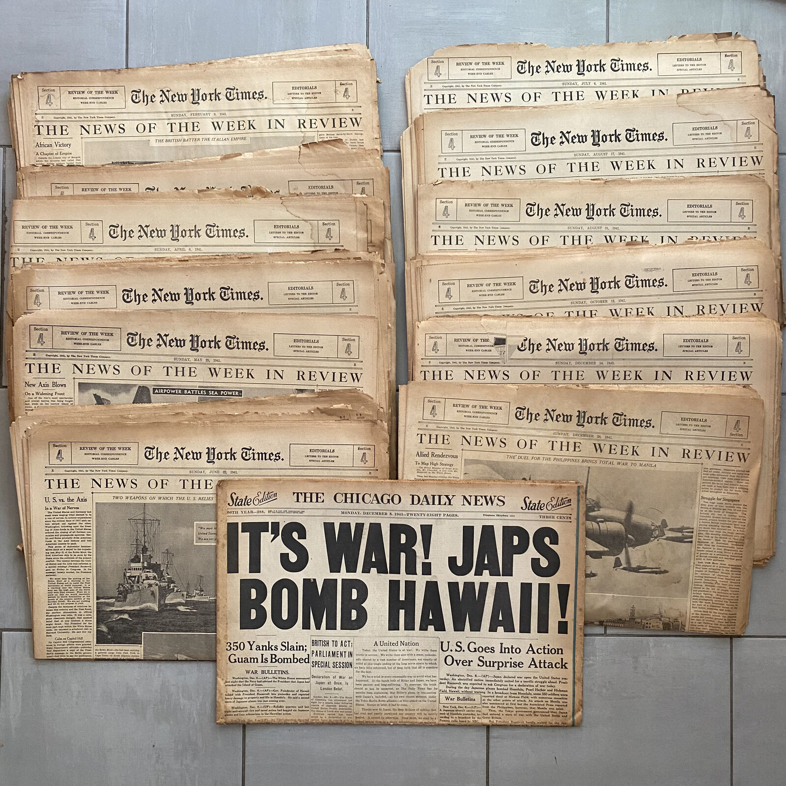 Vintage 1941 The New York Times Week In Review Newspaper WWII War Pearl Harbor