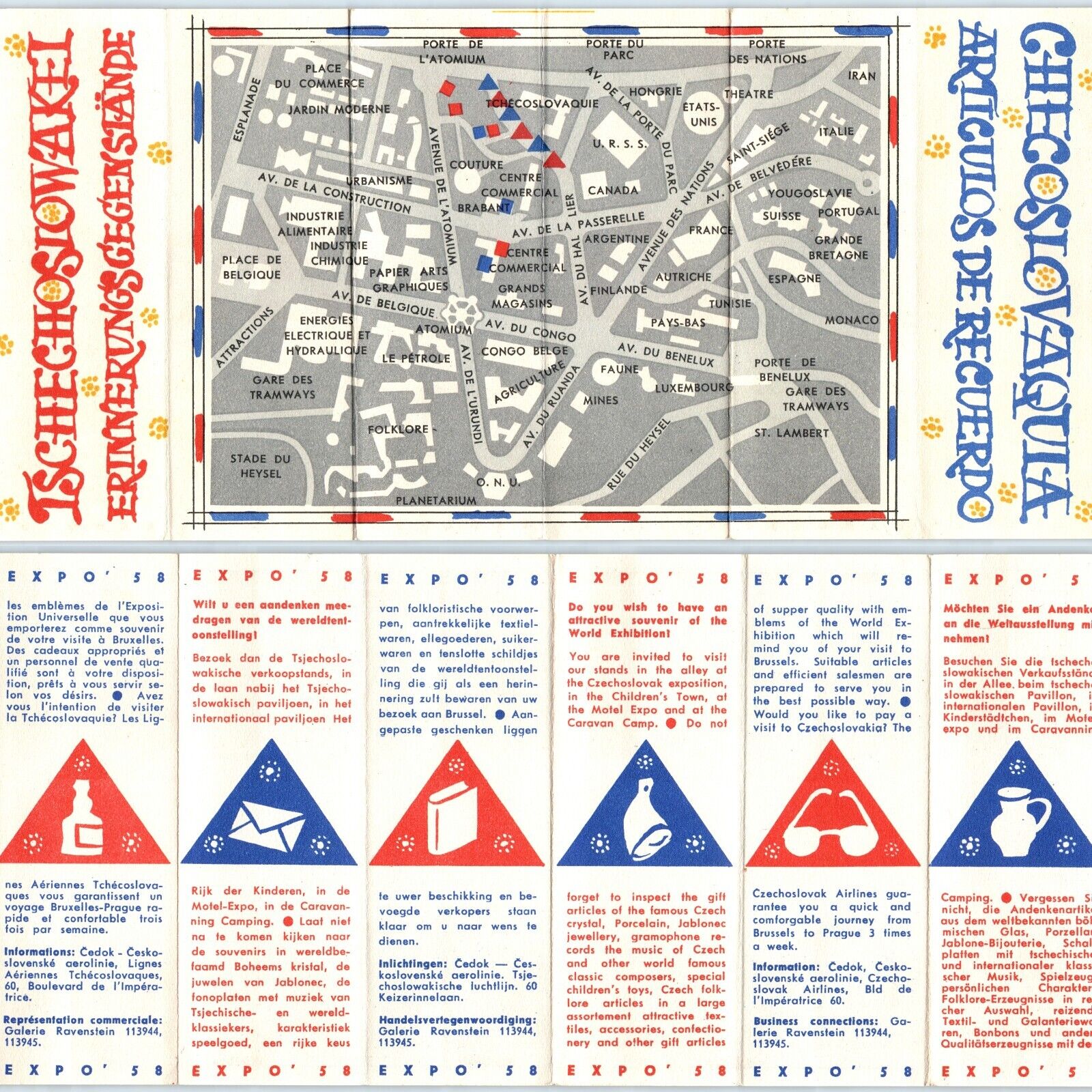 Expo 1958 Belgium Czechoslovakia Advertising Brochure Map Czech Fair Souvenir 3O