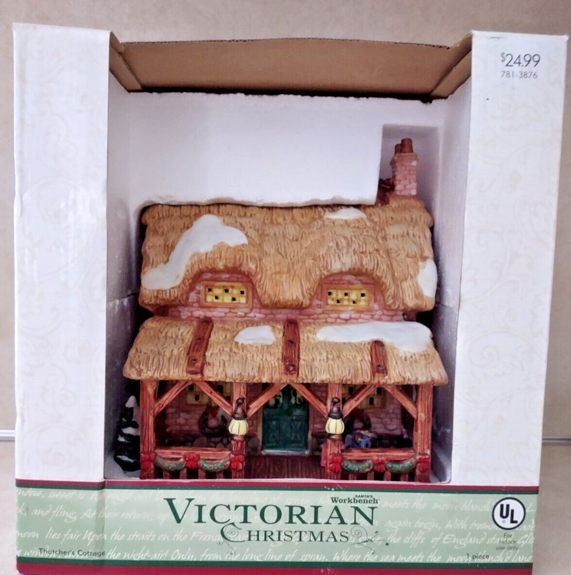NEW SANTA\'S WORKBENCH COLLECTION Victorian Series Thatcher\'s Cottage Lights Up