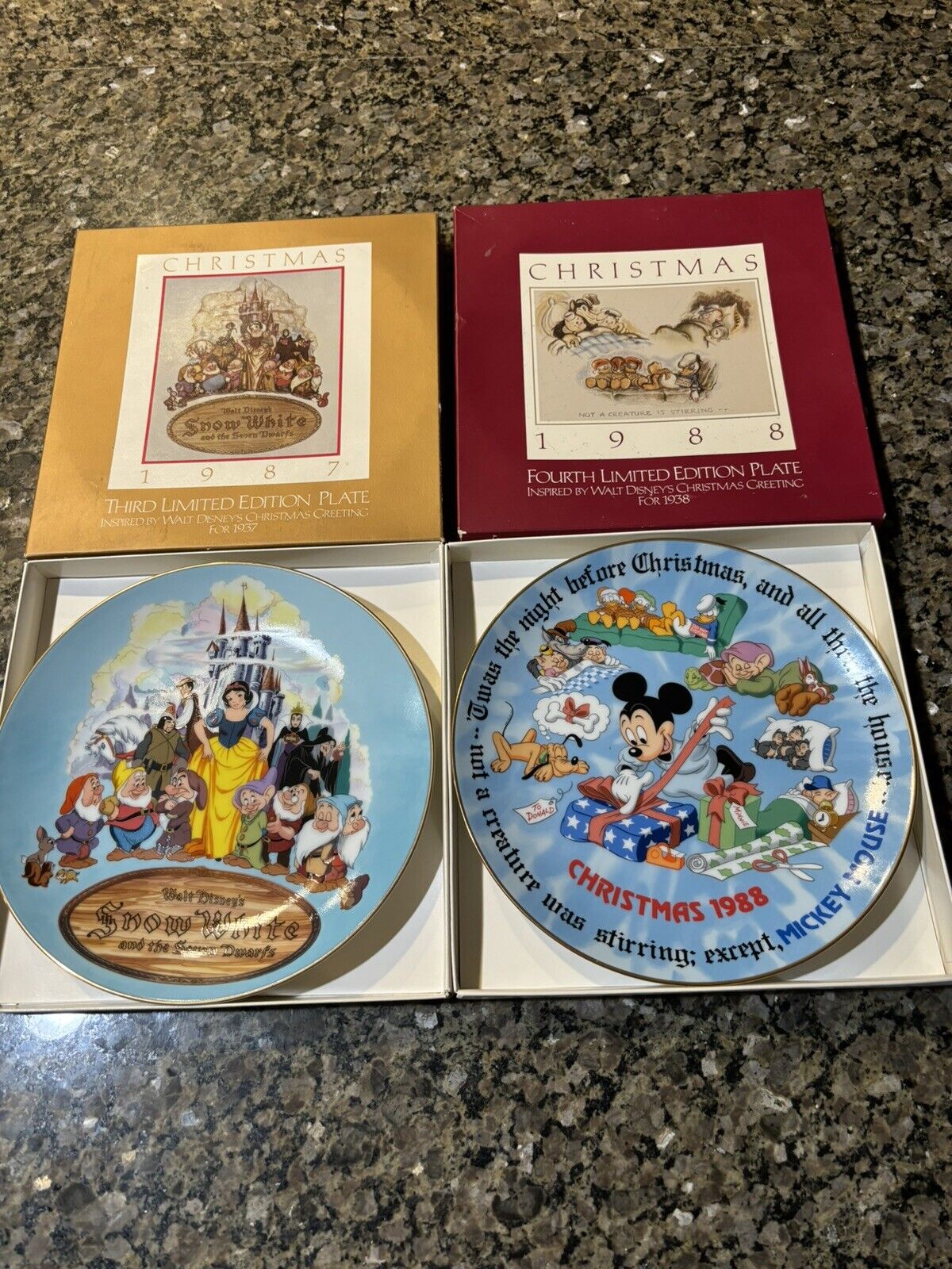 Vintage 1987 & 1988 Disney  Christmas Plates