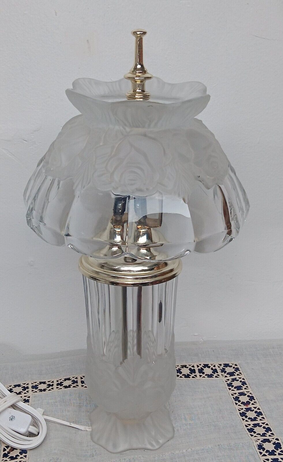 Vintage Imperlux West Germany Hand Cut  24  oz. lead crystal Lamp