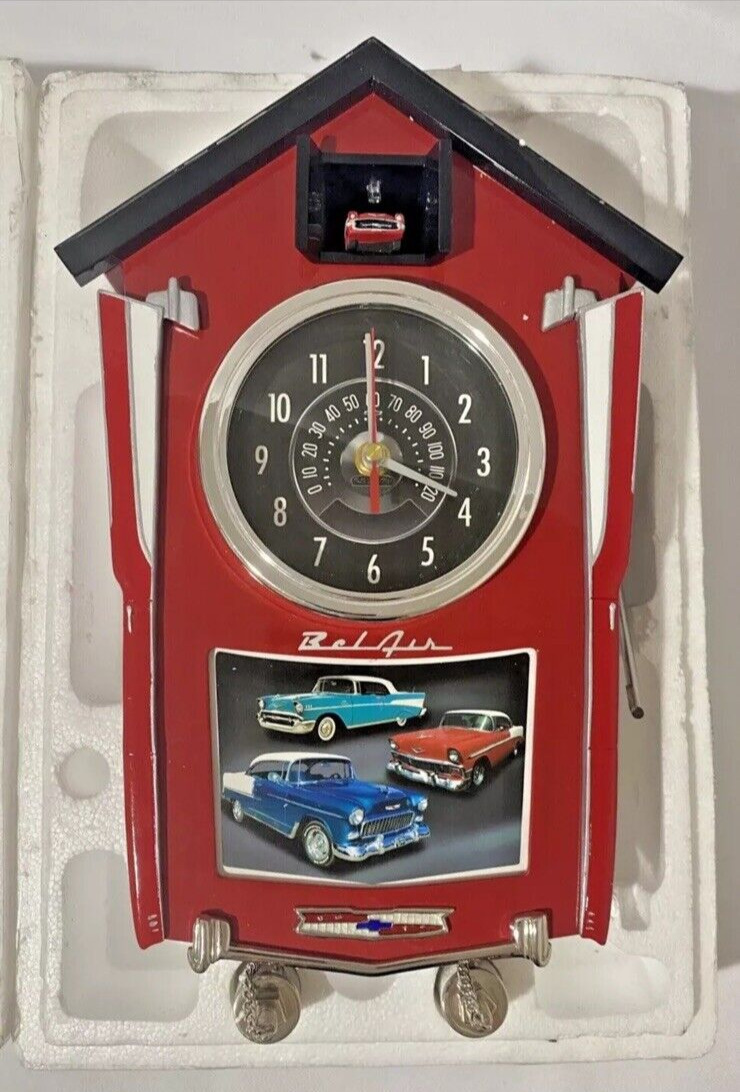 Bradford Exchange Cuckoo Clock 1957 Chevy Bel Air Clock RED - RARE Clock