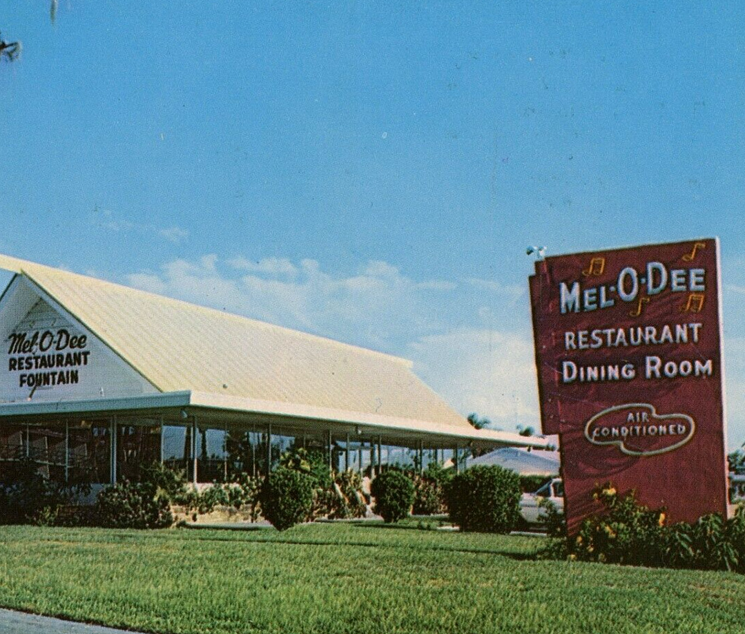 Postcard Mel O Dee Restaurant & Fountain Sarasota Florida Fl US 41