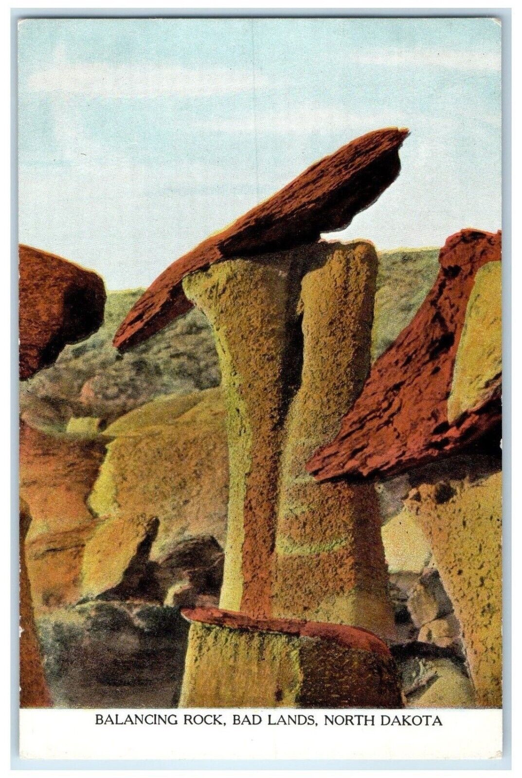 c1910's View Of Balancing Rock Bad Lands North Dakota ND Antique Postcard