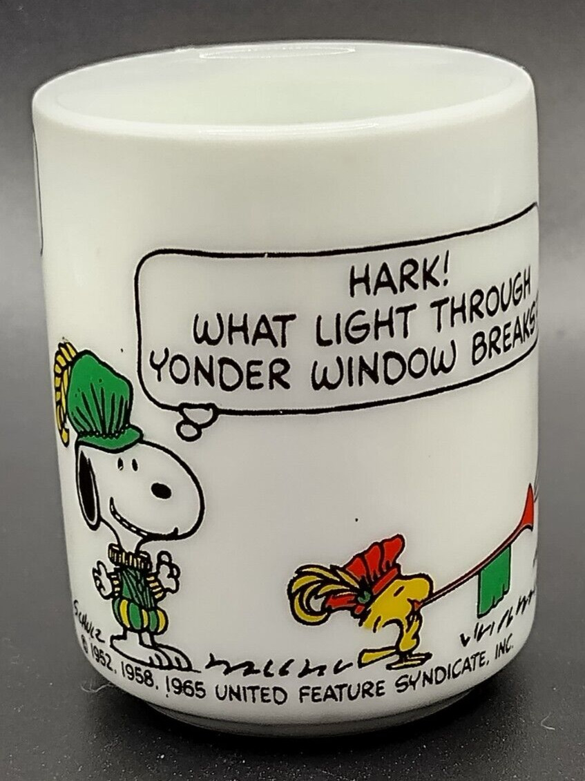 Vintage 1965  Snoopy, Lucy & Woodstock Shakespeare Mug/Shot Glass 2 1/2\