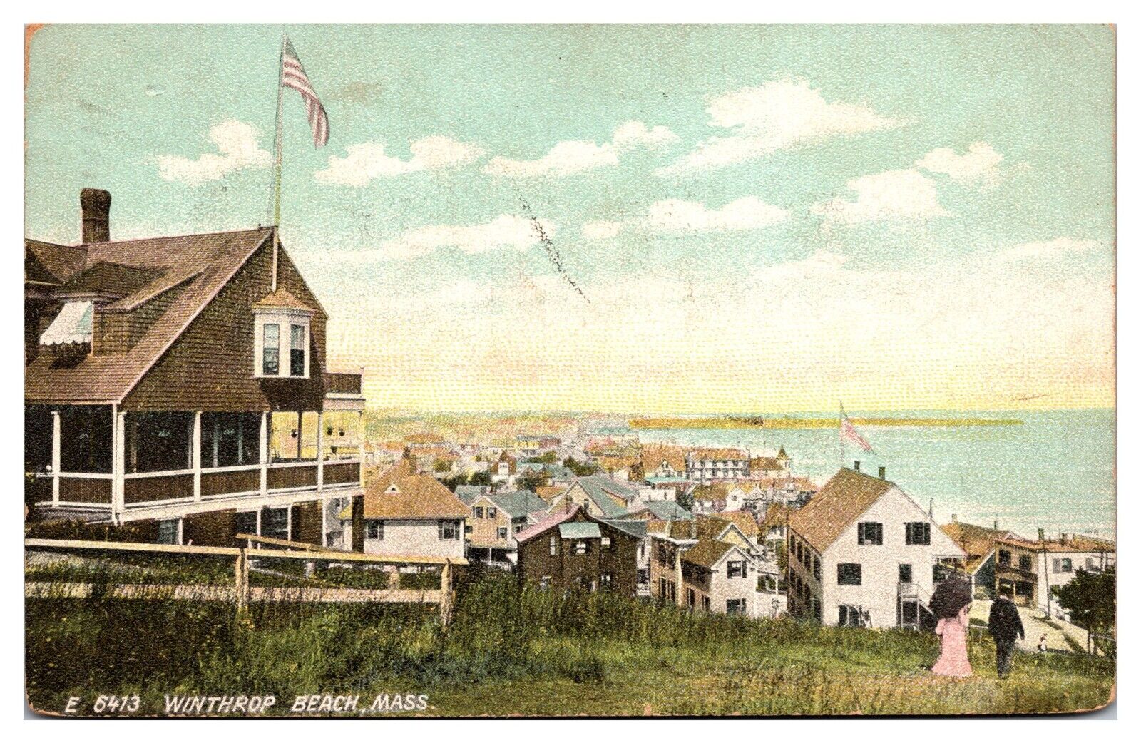 1907 Village Scene, Winthrop Beach, MA Postcard