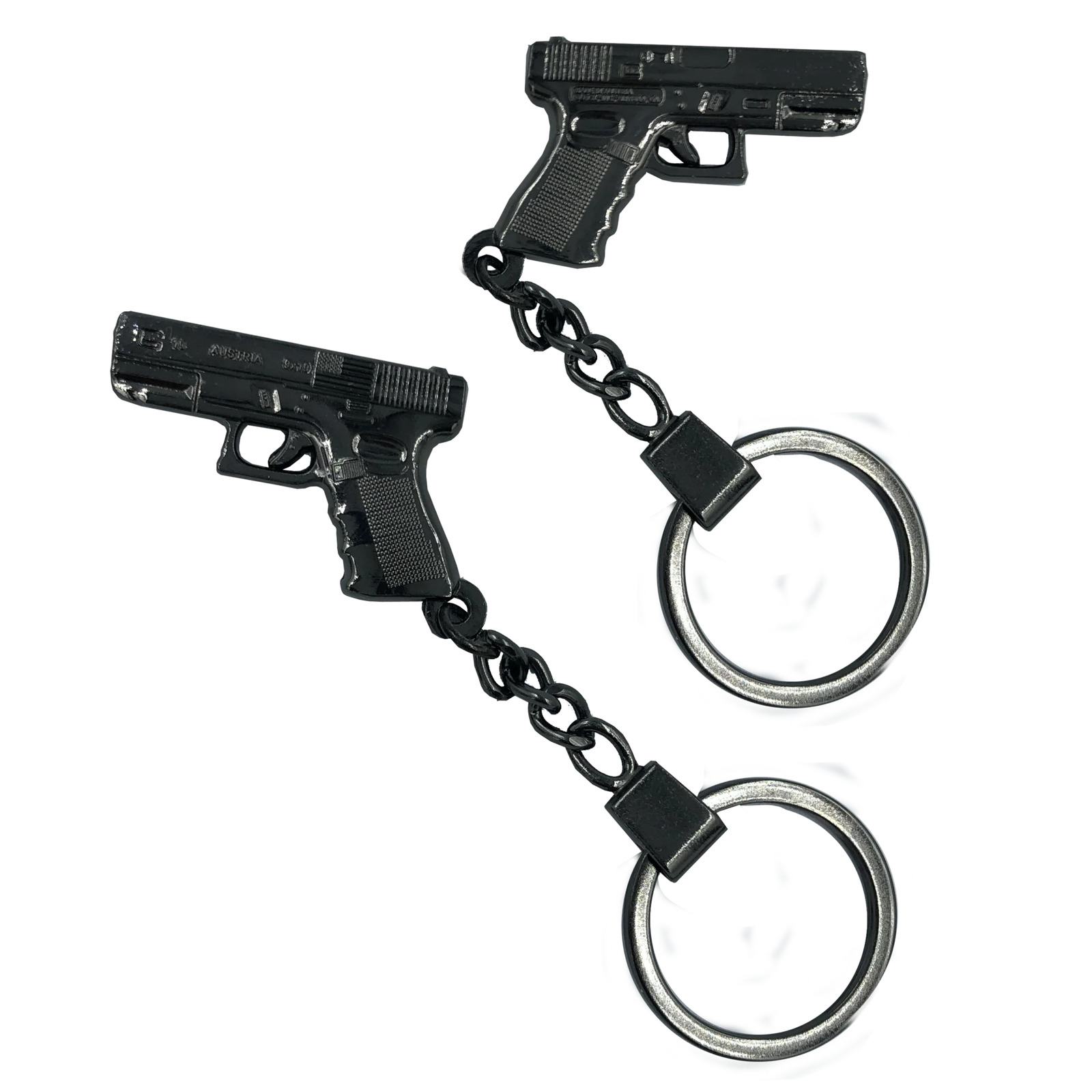 Glock inspired Black nickel plated challenge coin keychain NYPD FBI DEA CBP Secr