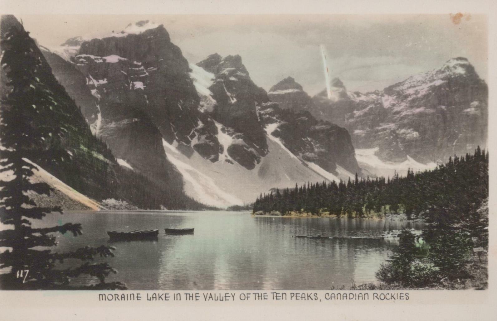 RPPC Postcard Moraine Lake Valley Ten Peaks Canadian Rockies Canada 