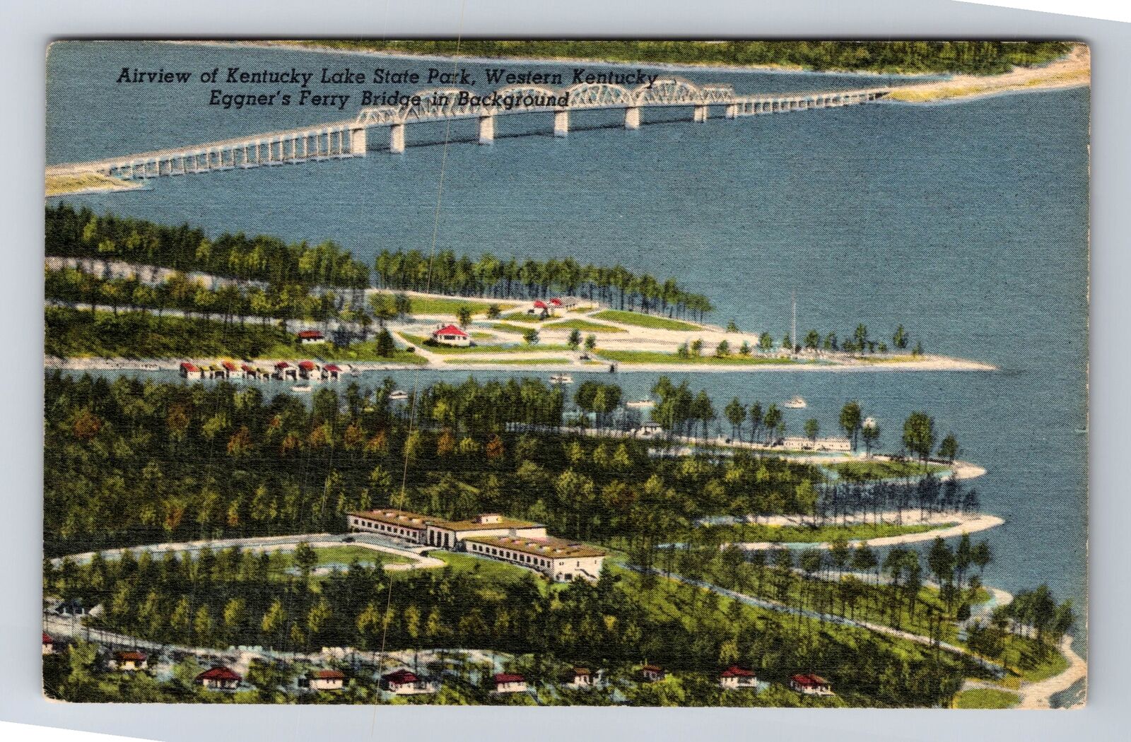 KY-Kentucky, Aerial Of Kentucky Lake State Park, Antique Vintage c1956 Postcard