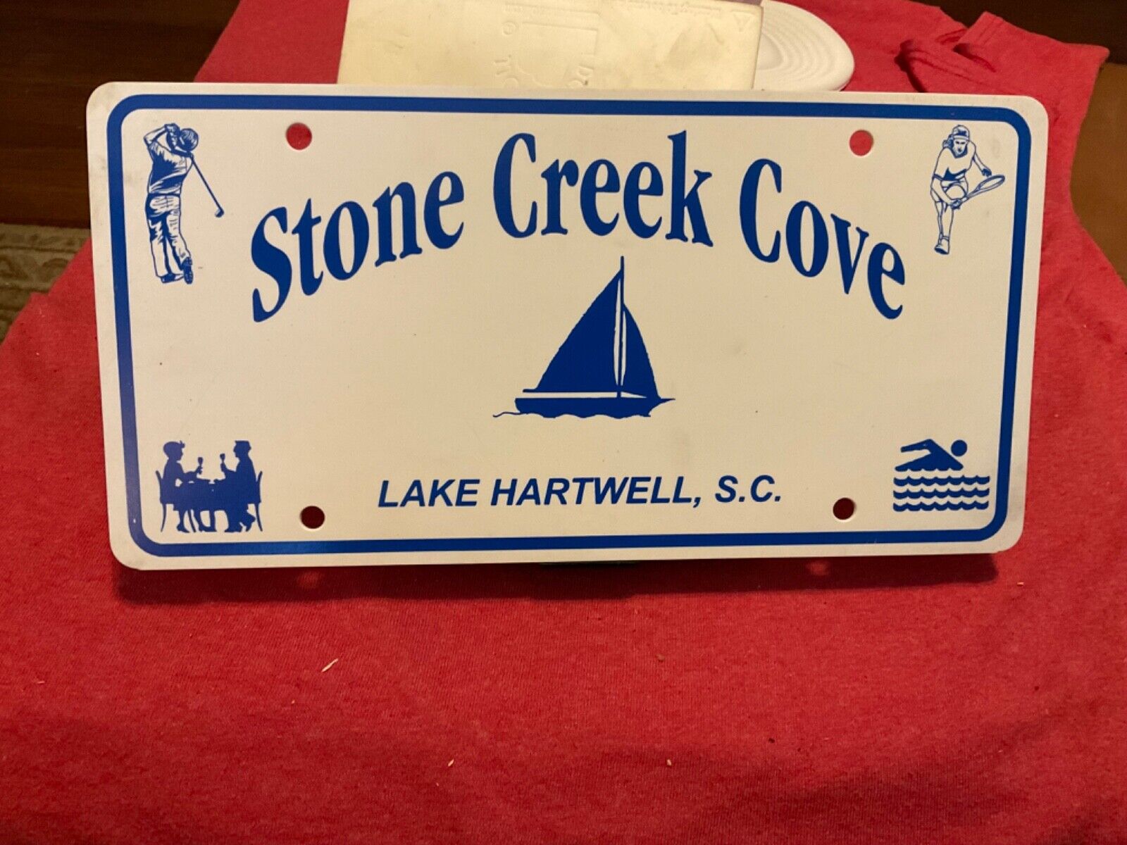 Stone Creek Cove Lake Hartwell SC South Carolina Booster License Plate Plastic
