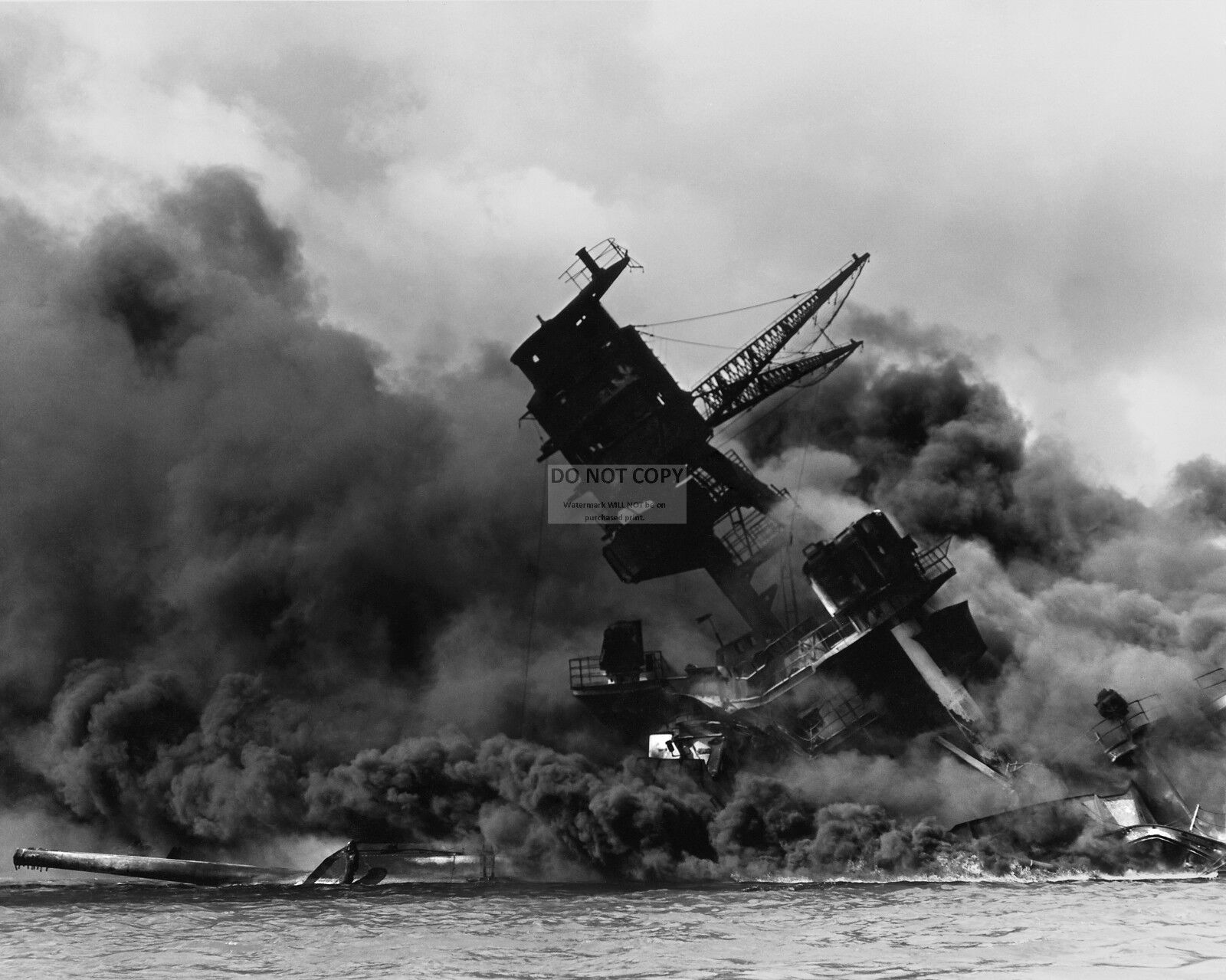 USS ARIZONA BURNS AFTER THE JAPANESE ATTACK ON PEARL HARBOR  8X10 PHOTO (EE-178)