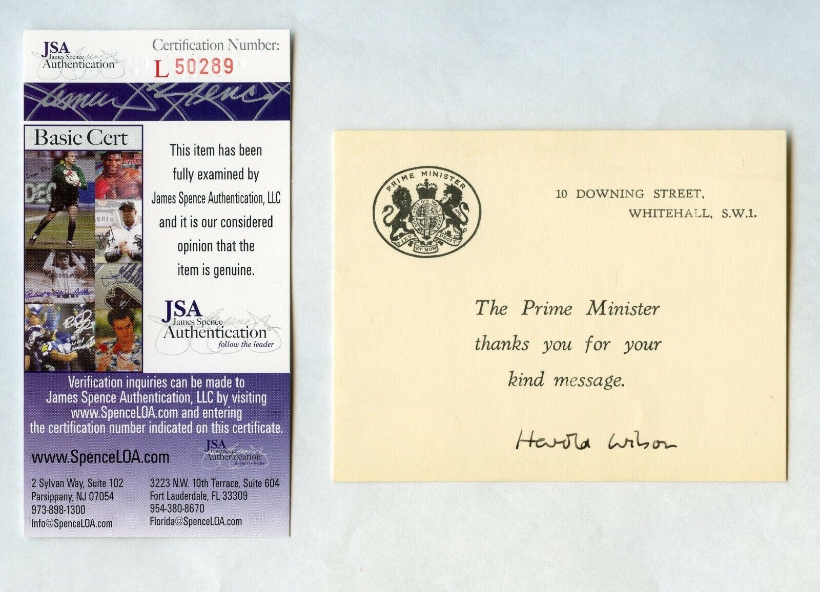 James Harold Wilson,  British Prime Minister Signed 10 Downing Street Card JSA