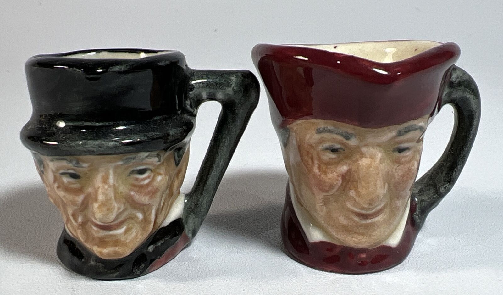 VINTAGE Royal Doulton Small Mini TOBY Handled Mugs The Cardinal & John Peel