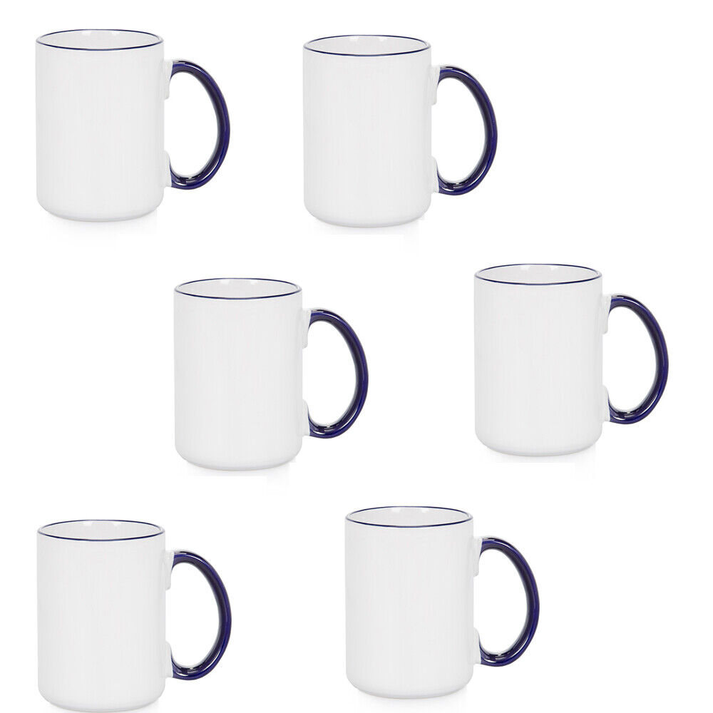 36pcs 15oz Rim/Handle Mug-Royal Blue Coated Mugs Sublimation Transfer DIY cup