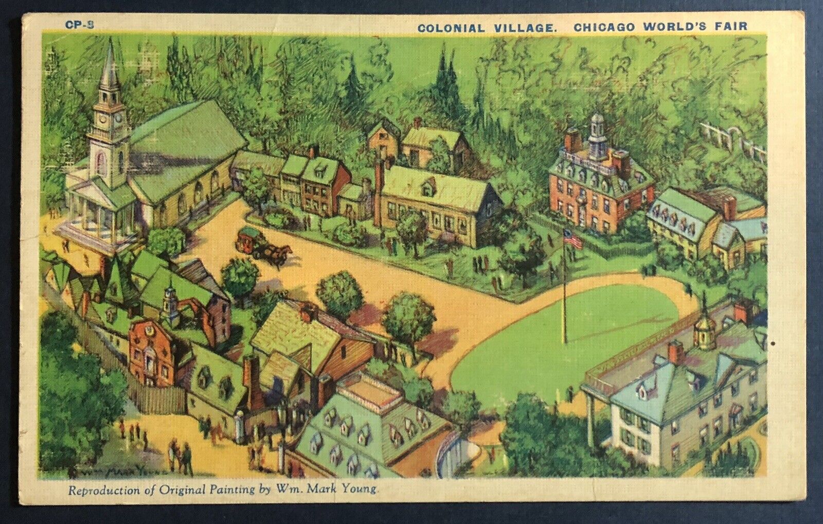 Postcard Chicago World's Fair 1934 Colonial Village Illinois Aerial View Repro