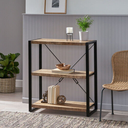 WOODEN WITH IRON 3 SHELVE RACK ,Used for placing little things in living room