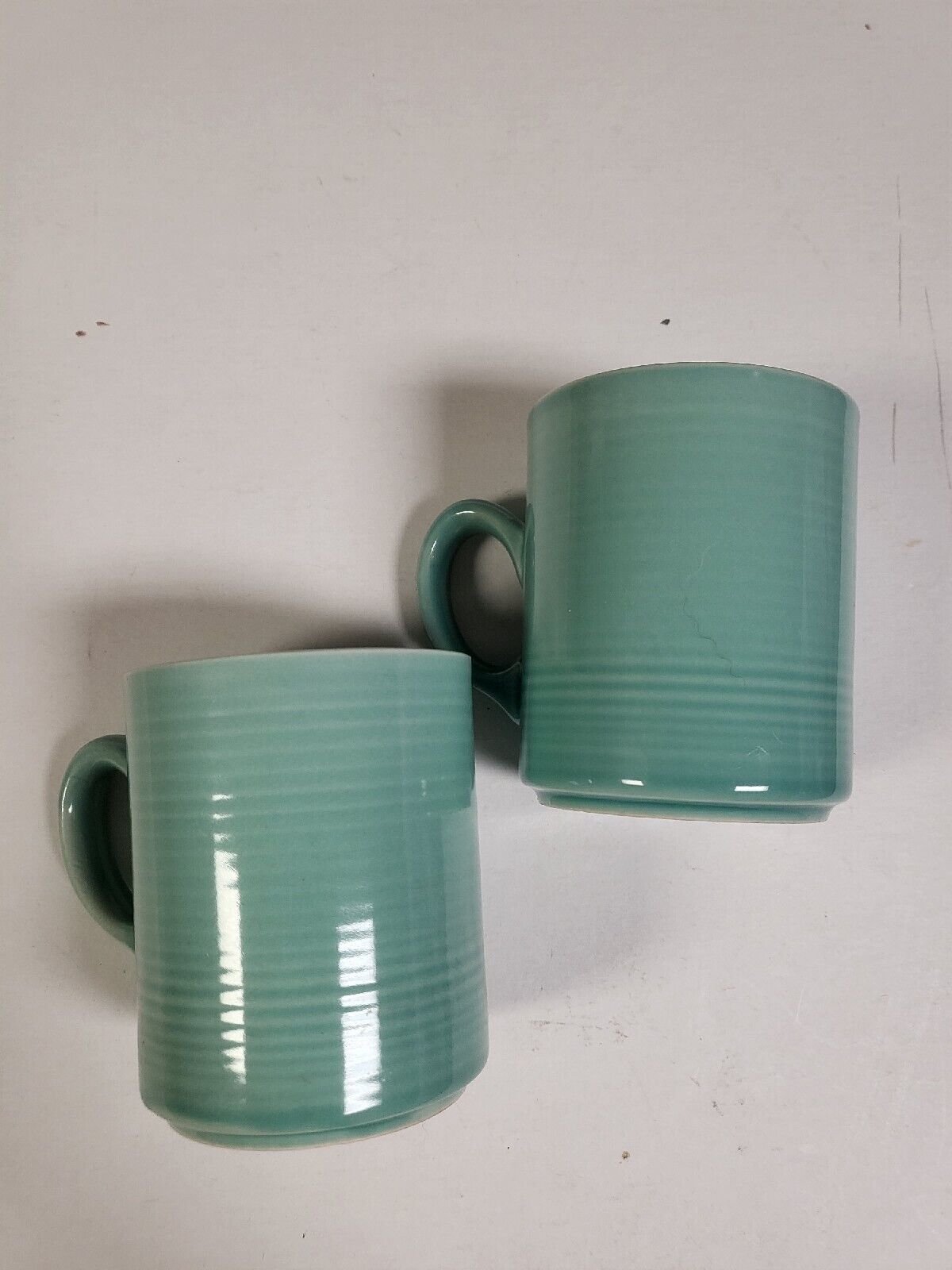 Vintage Set Of 2 Seafoam Green Mugs Made In Japan 