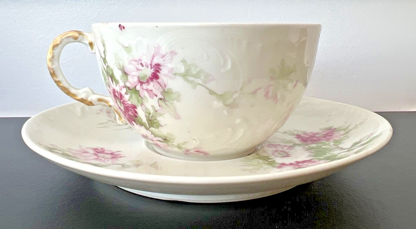 Vintage Late 19th Century Théodore Haviland Limoges Porcelain Tea Cup & Saucer