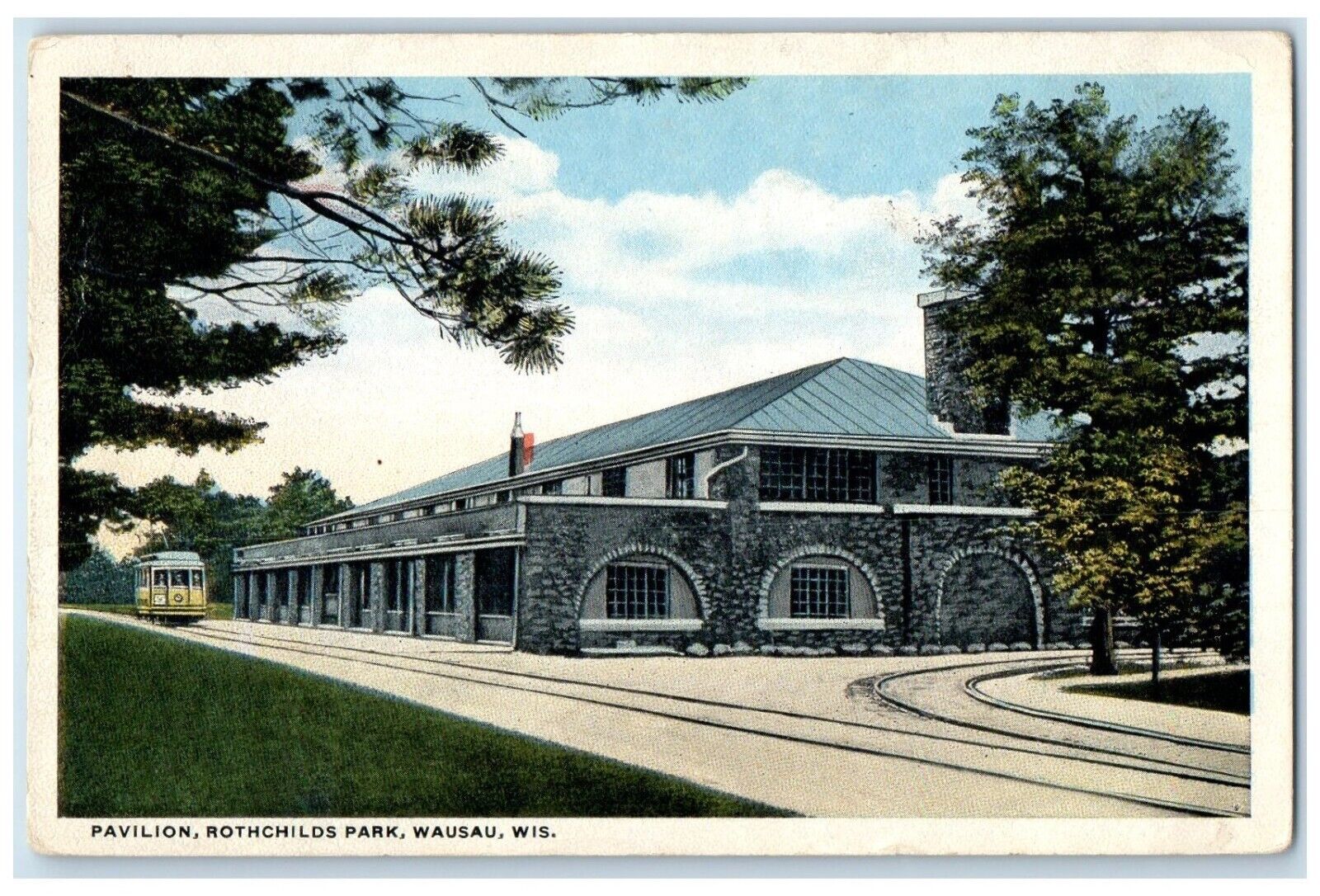 1915 Exterior Pavilion Rothchilds Park Building Wausau Wisconsin Posted Postcard
