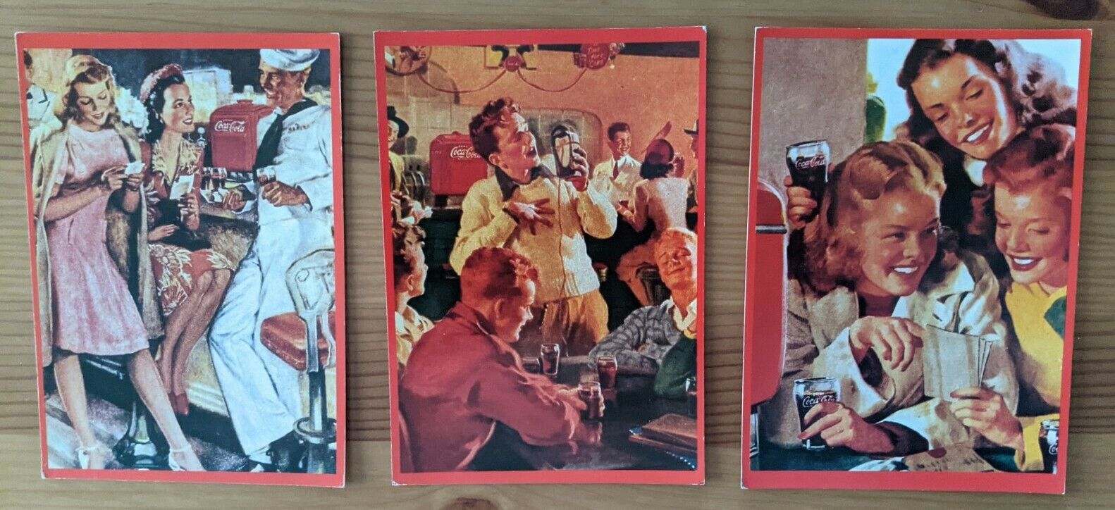 Three Coca Cola Postcards 1989 Printed In France No Markings