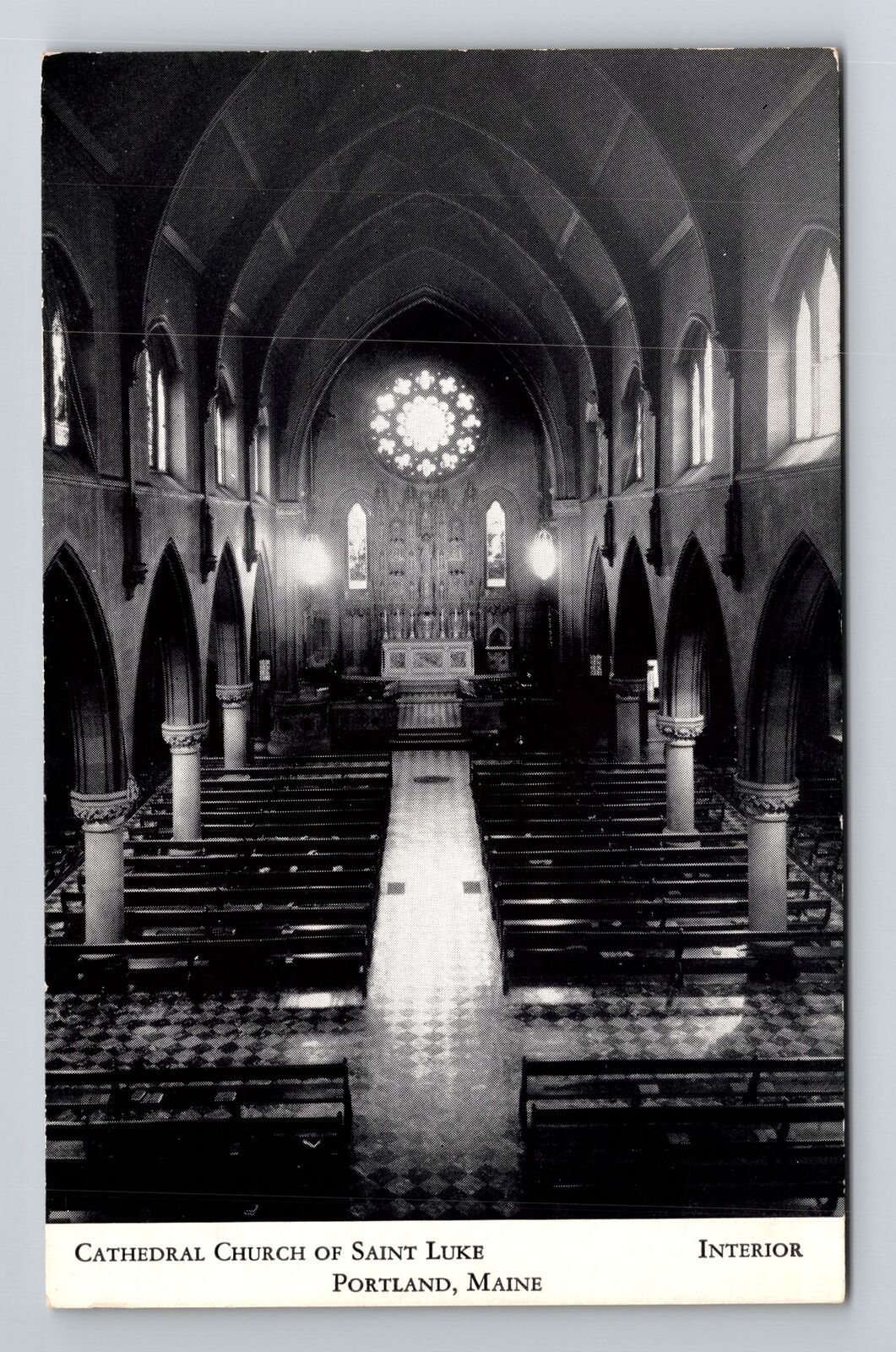 Portland ME-Maine, Inside Cathedral Church Saint Luke, Vintage Postcard