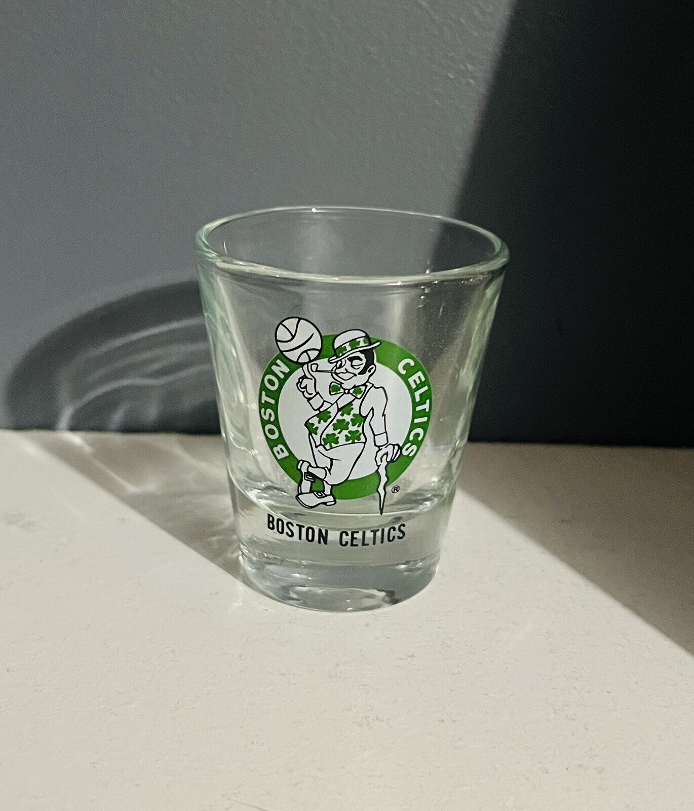 Boston Celtics Shot Glass Green and White logo NBA Basketball
