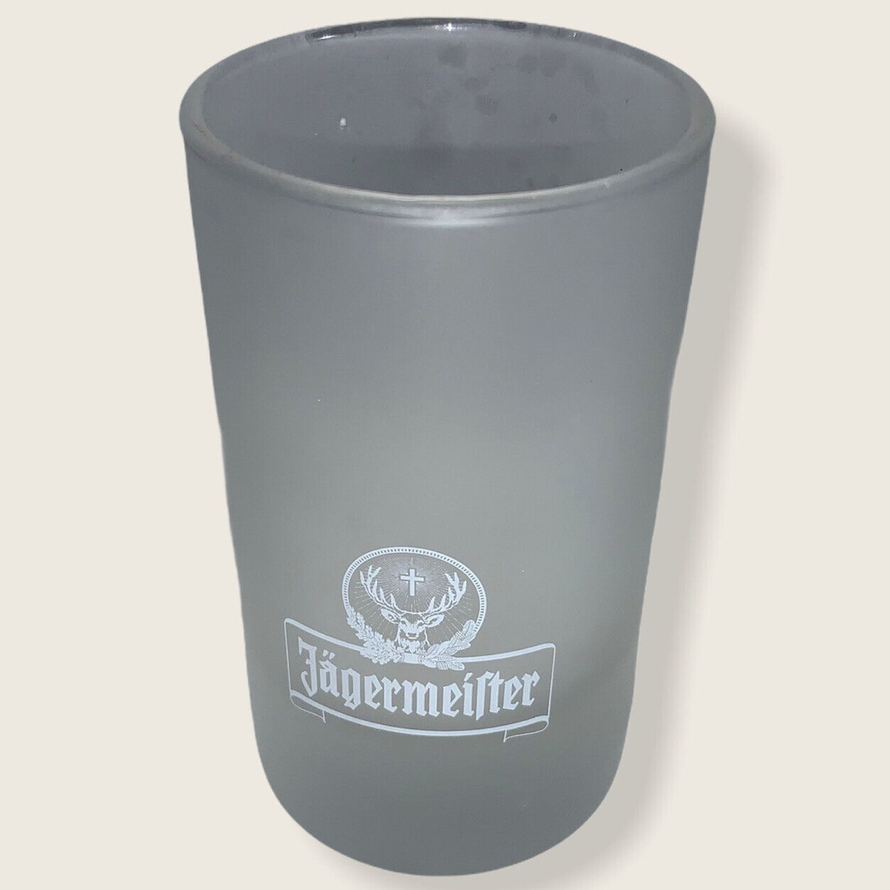 Jagermeister barware Jager logo frosted double shot glass 3.5\