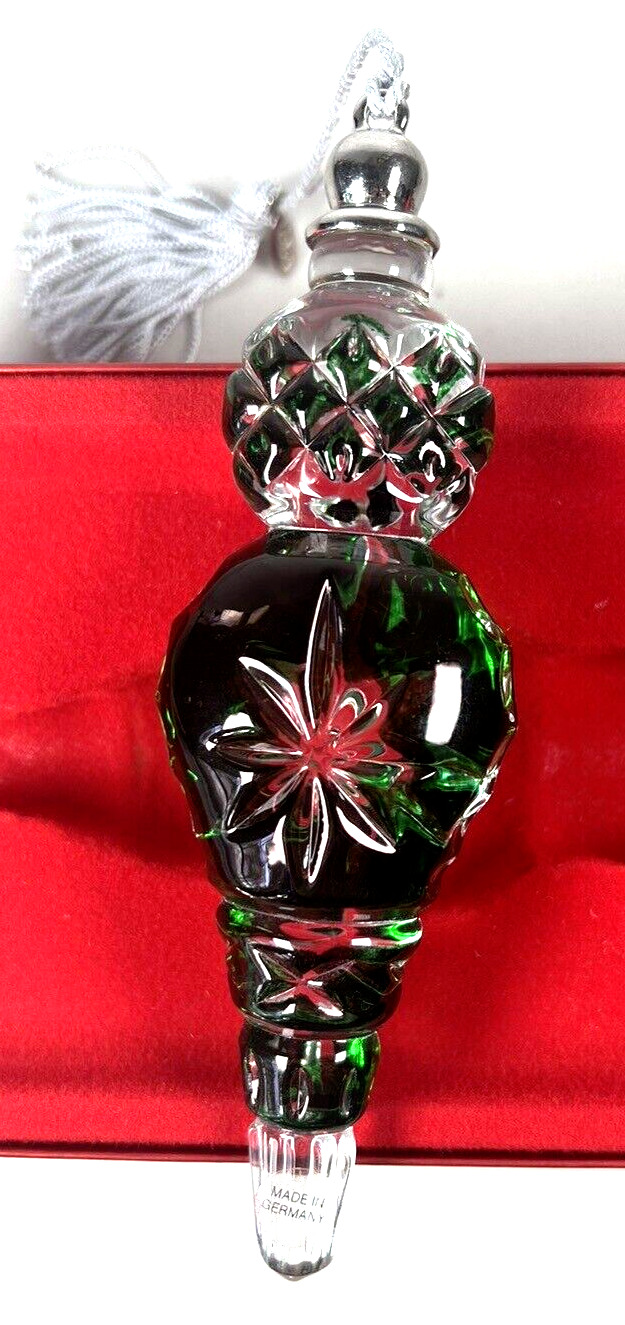 2000 Lenox Germany Color Gems EMERALD Green Teardrop Christmas Ornament 5.25\