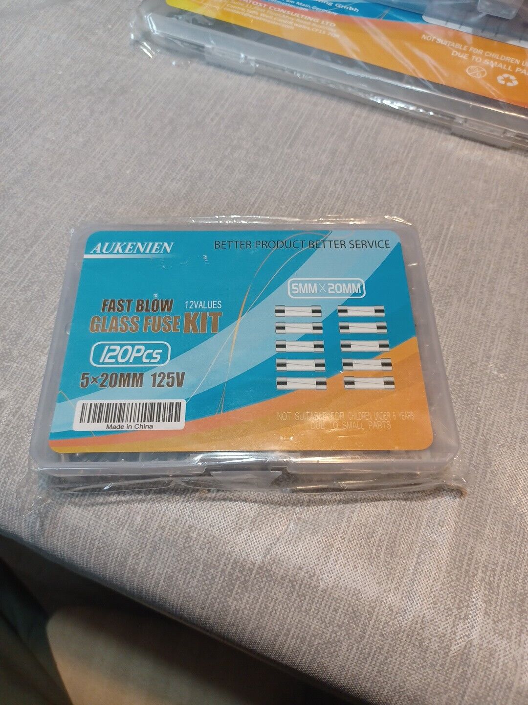 AUKENIEN Fast Blow Glass Fuses Kit 12 Values 120 pcs 5x20mm ,New Sealed box