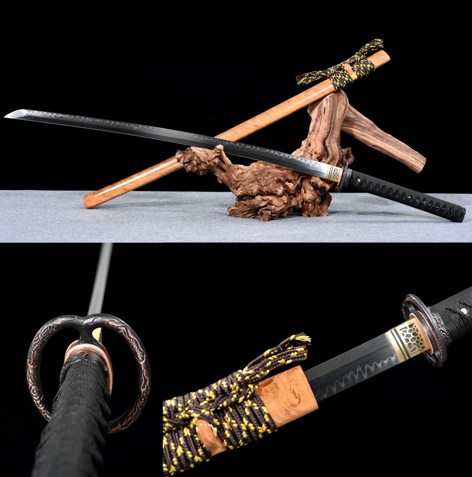 Handmade Clay Tempered T10 Steel Japanese Katana Samurai Sword Sharp