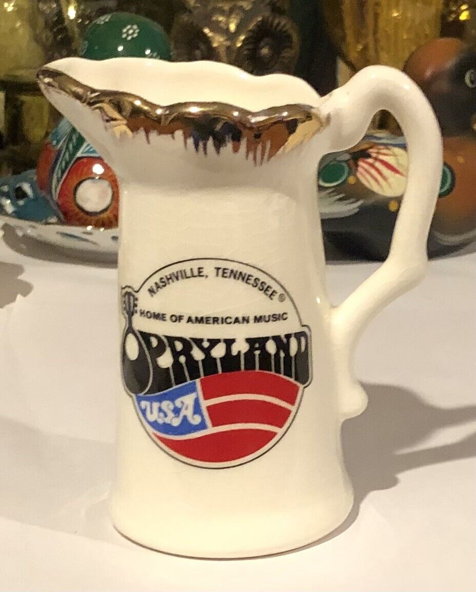 Vntage Opryland Souvenir Pitcher Ivory with Gold Accents